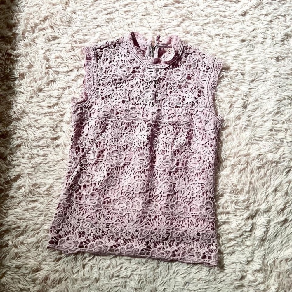 Pastel Coquette Twee Fairy‎ Core Feminine Lace Mock Neck Tank Womens S Soft Girl